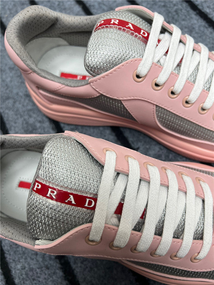 PRADA AMERICA'S CUP SOFT RUBBER SNEAKERS IN PINK AND SILVER