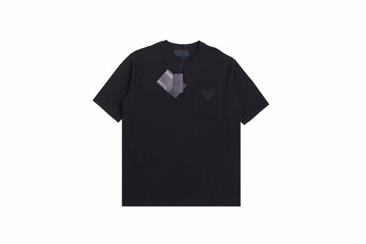 Chic Black Prada Logo Pocket Tee