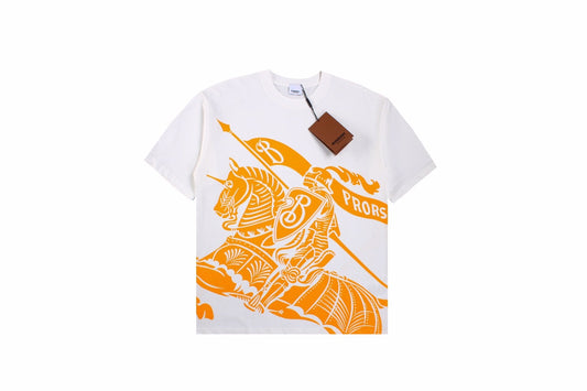 Burberry Knight Print T-Shirt - White and Orange