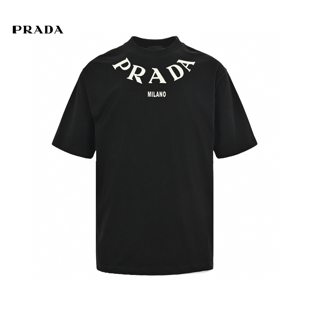 Prada Statement T-Shirt - Sleek Black with Striking Logo Design