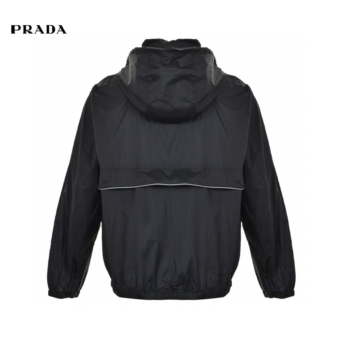 Prada Sleek Black Lightweight Hooded Jacket