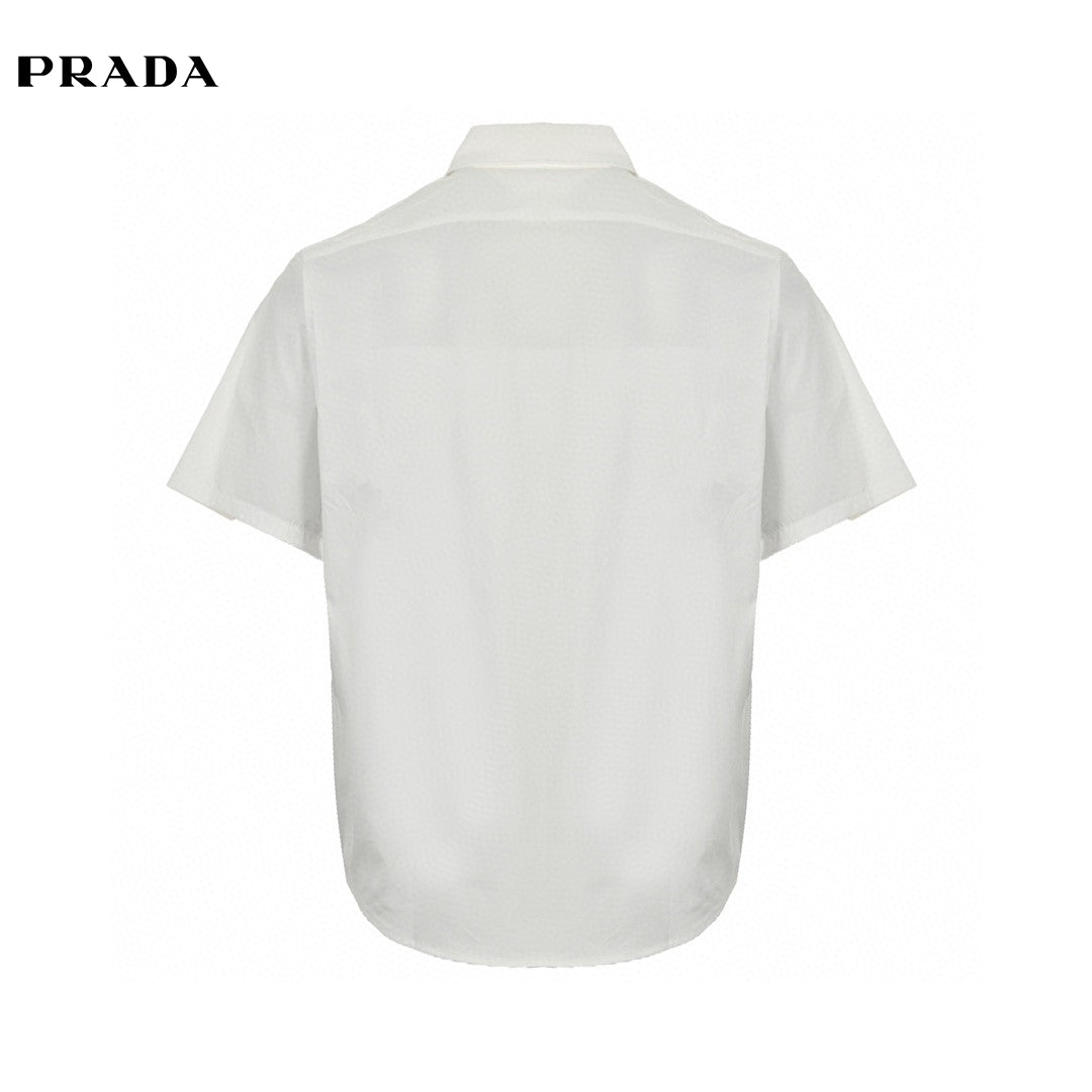 Chic White Short-Sleeve Button-Up Shirt by Prada