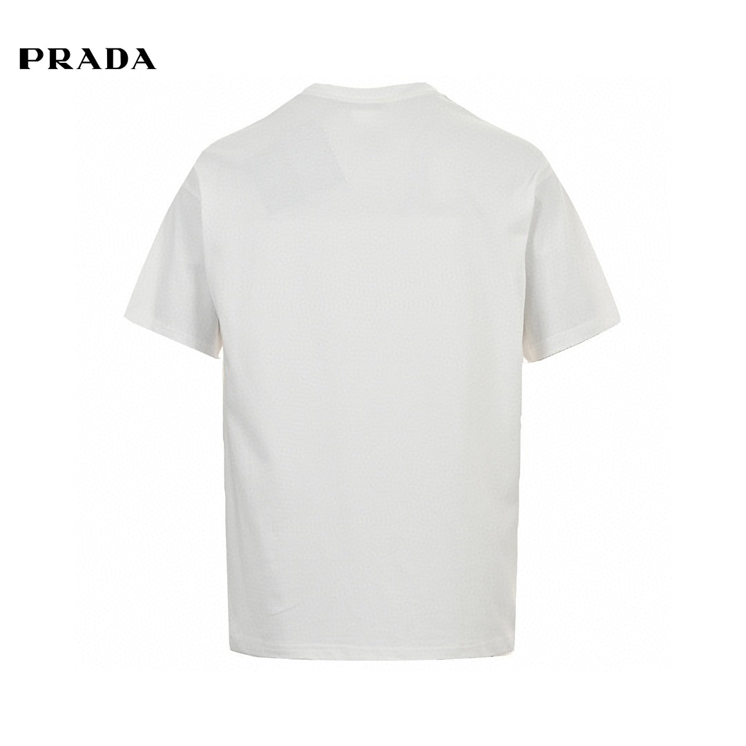 Chic Prada Milano Logo T-Shirt in Classic White