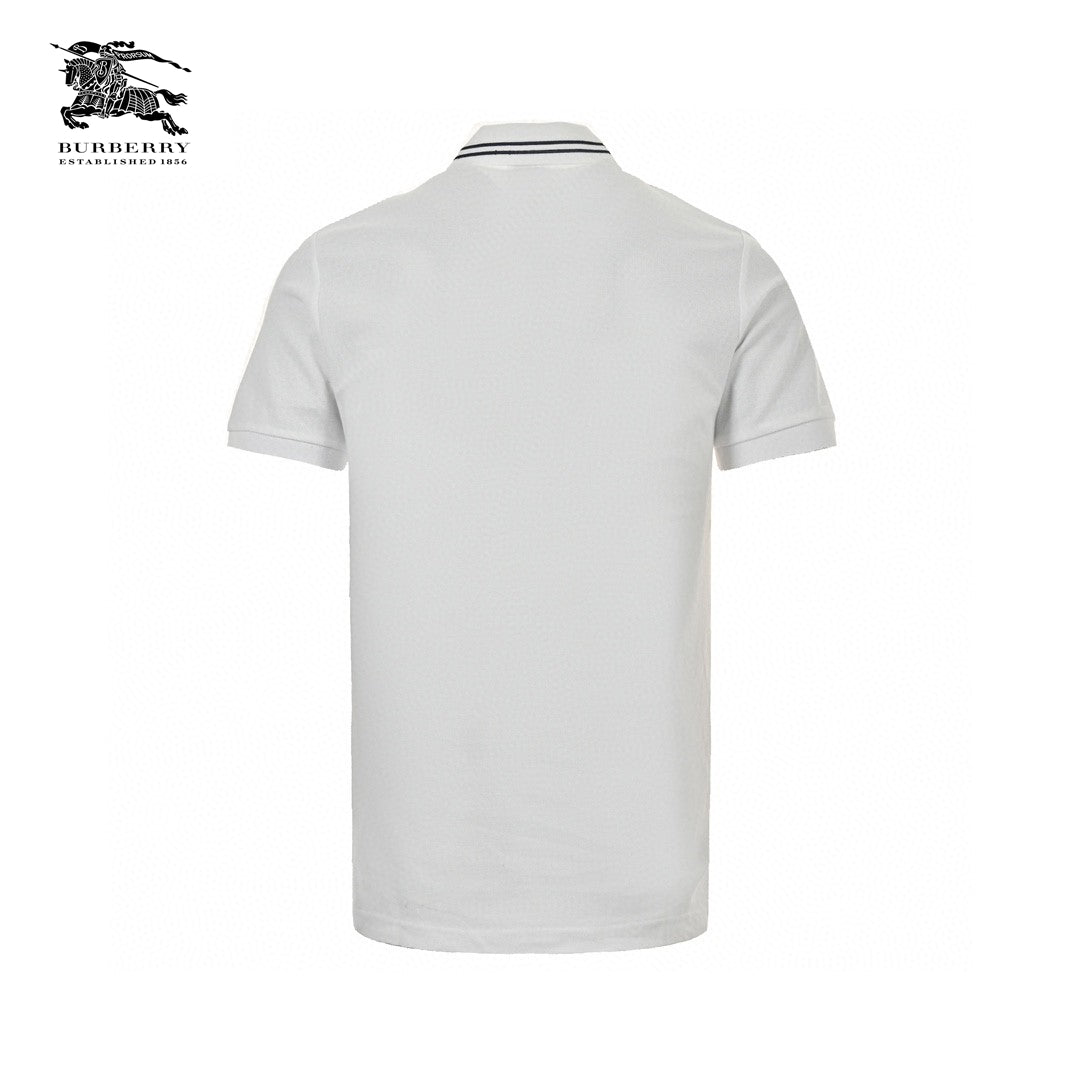 Burberry Striped Collar Polo Shirt in White