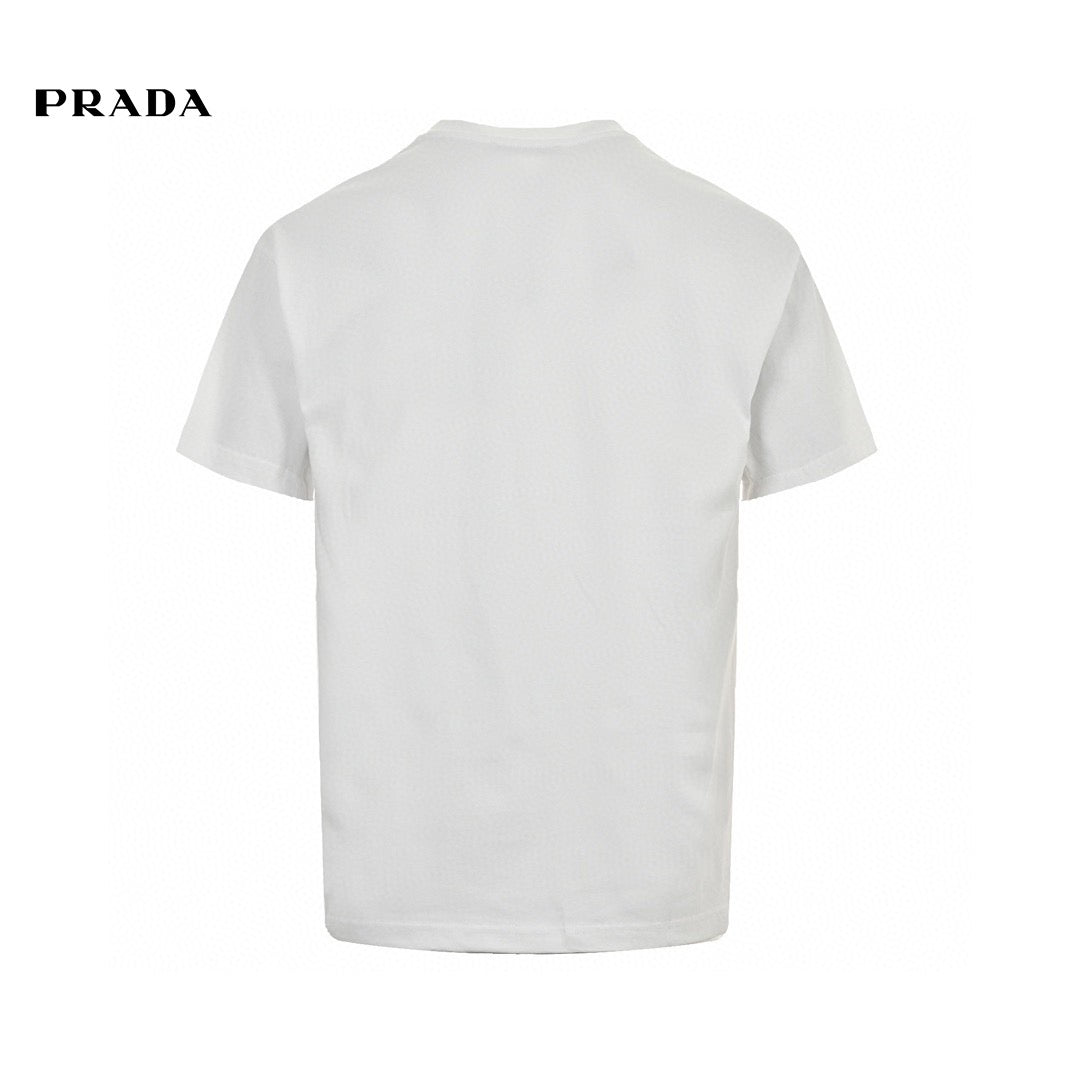 Stylish White Prada Graphic Logo Tee