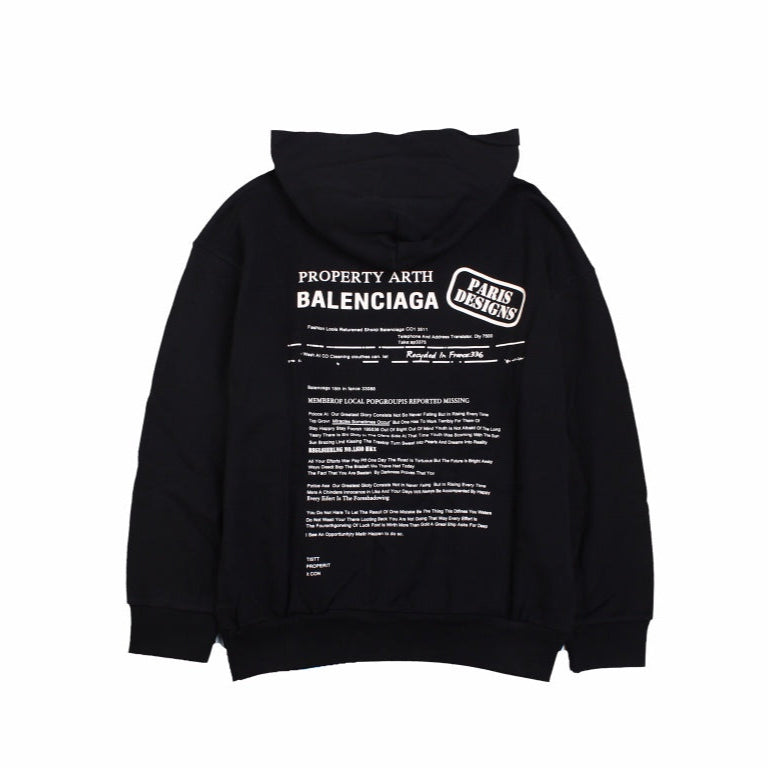 BALENCIAGA PARIS TEAM HOODIE BLACK