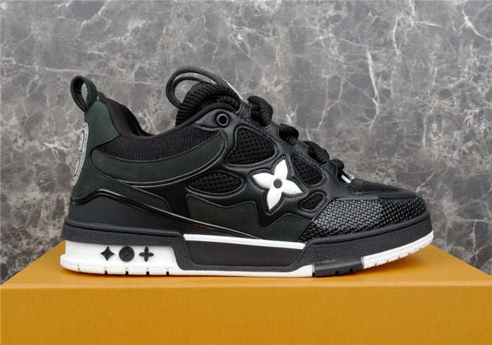 Stylish LOUIS VUITTON LV Black and White Skate Sneakers