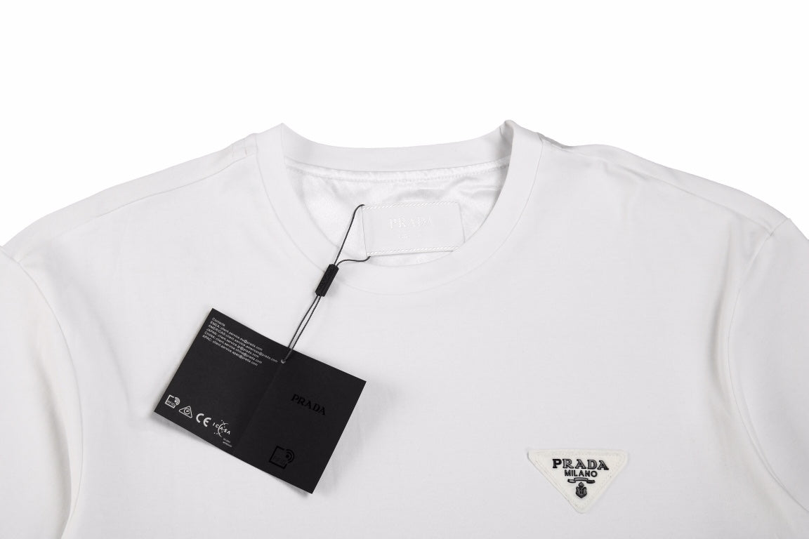 Chic White Prada Logo Tee