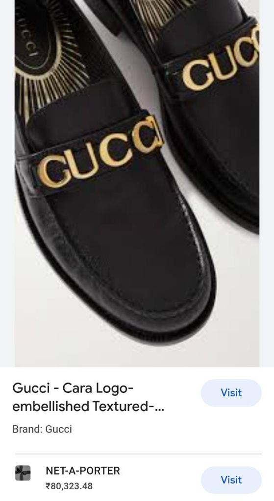 GUCCI || CARA LOGO EMBELLISHED TEXTURED CALF LEATHER LOAFER FOR MEN