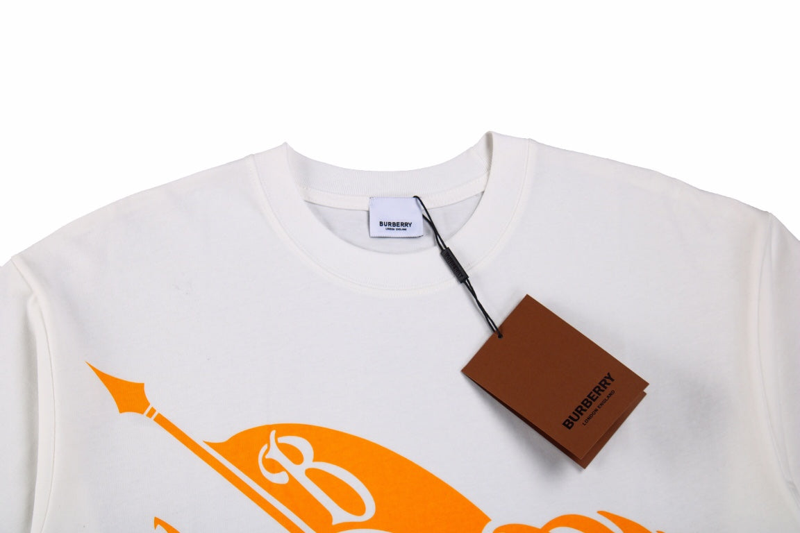 Burberry Knight Print T-Shirt - White and Orange