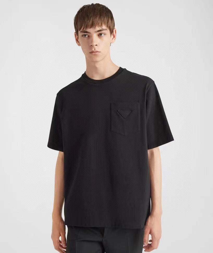 Chic Black Prada Logo Pocket Tee