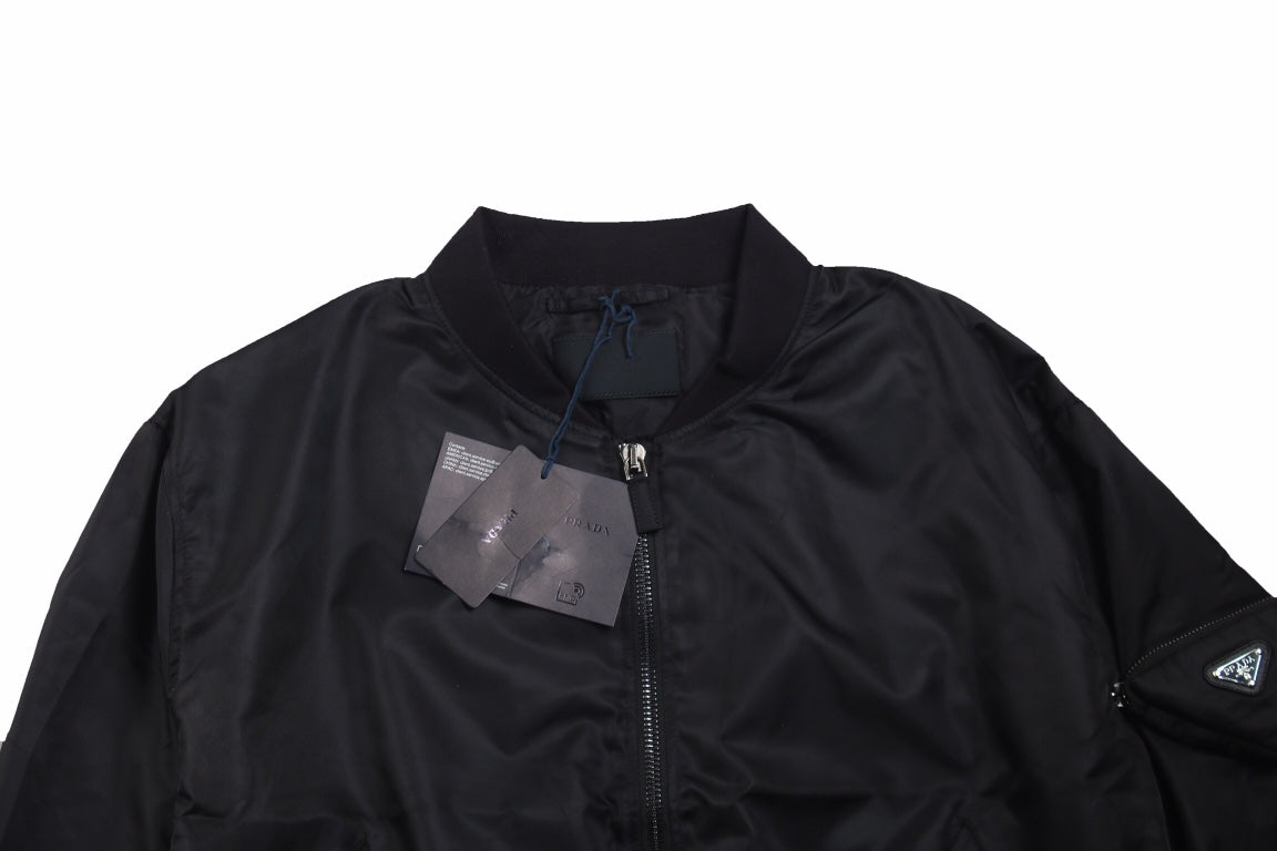 Sleek Prada Black Bomber Jacket for a Stylish Edge