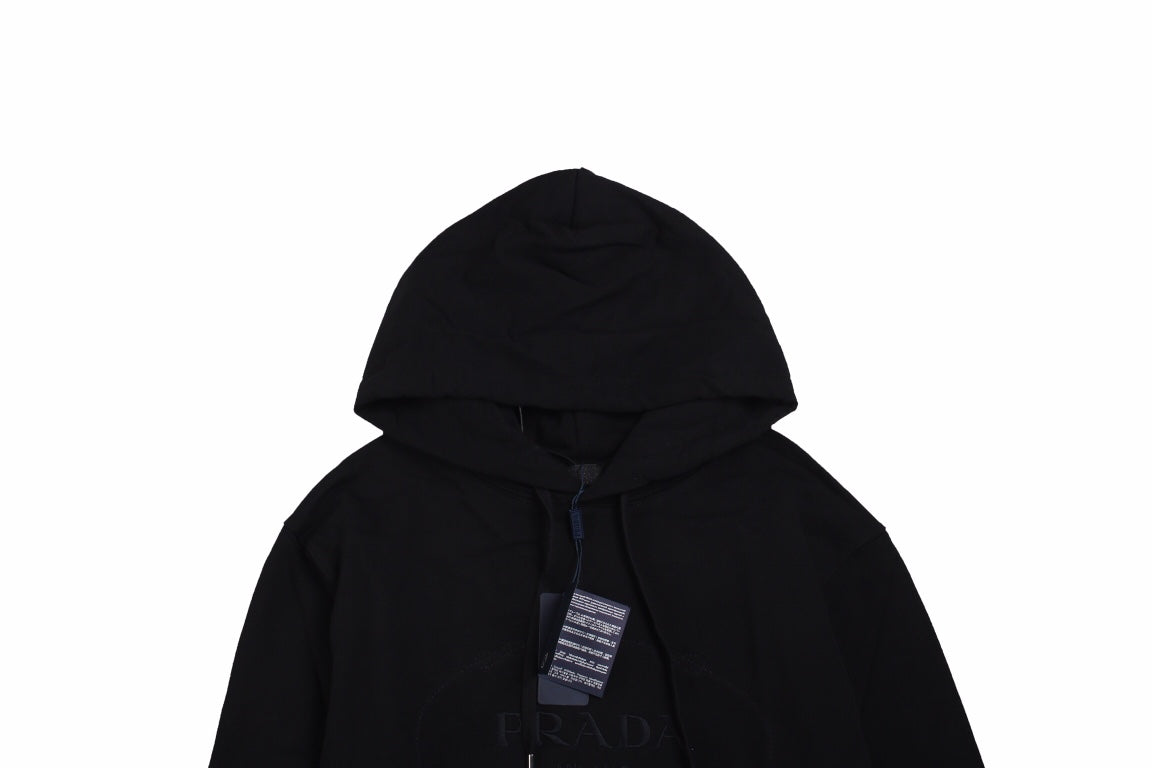 Sleek Prada Milano Black Hoodie for Effortless Style