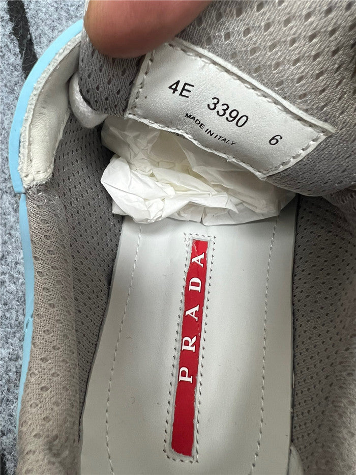 PRADA AMERICA'S CUP LIGHT BLUE SILVER SOFT RUBBER Sneakers