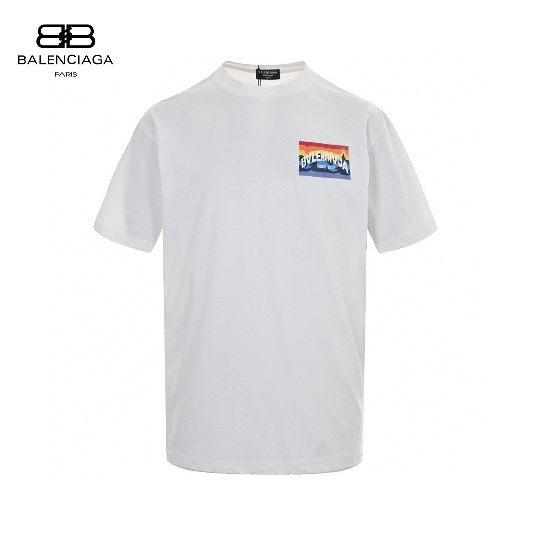 Balenciaga White T-Shirt with Mountain Graphic