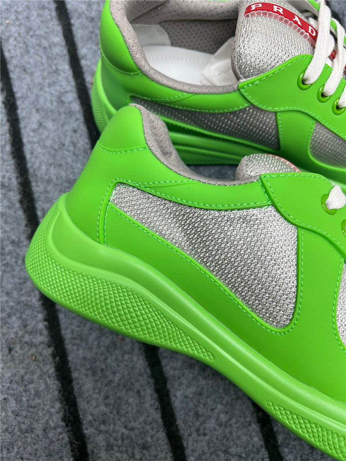 Stylish PRADA America's Cup Soft Rubber Sneakers in Apple Green and Silver