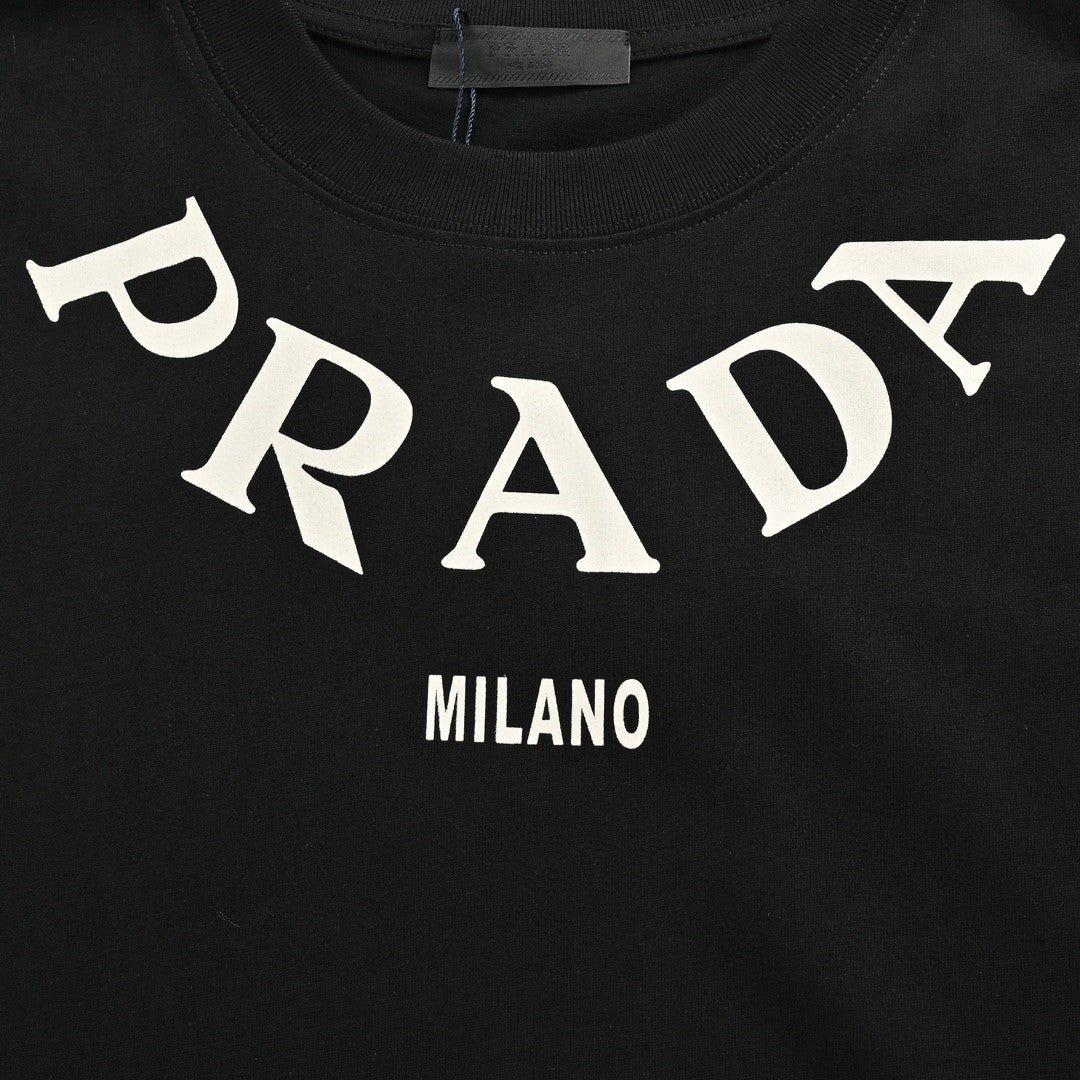 Prada Statement T-Shirt - Sleek Black with Striking Logo Design