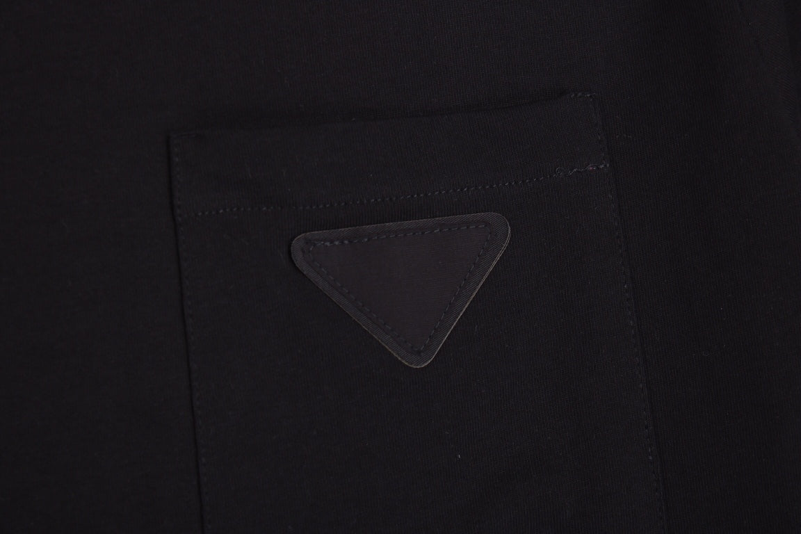 Chic Black Prada Logo Pocket Tee