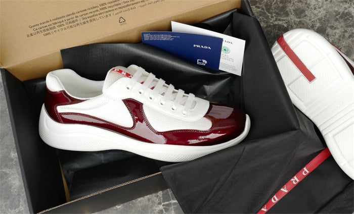 PRADA AMERICA'S CUP SNEAKERS IN BURGUNDY AND WHITE