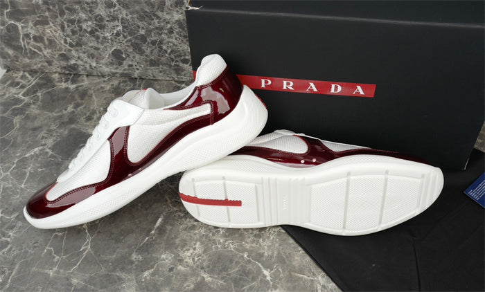 PRADA AMERICA'S CUP SNEAKERS IN BURGUNDY AND WHITE