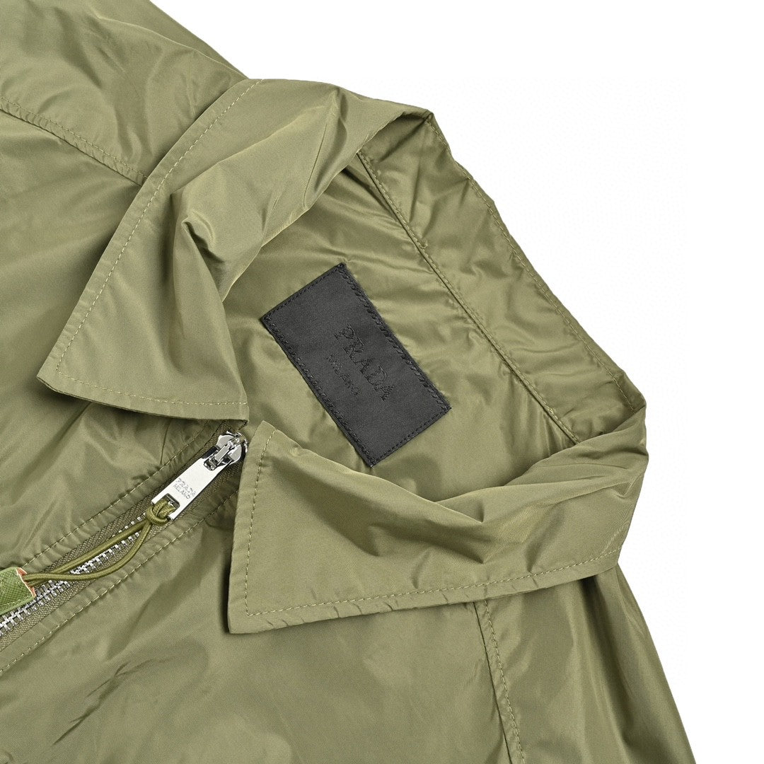 Chic Olive Green Short-Sleeve Jacket by Prada