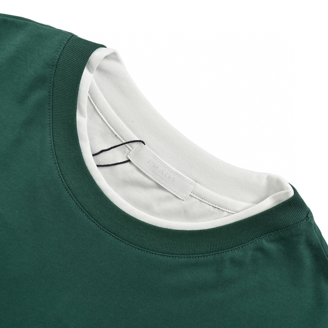 Chic Prada Green Double Layer Tee for a Stylish Look