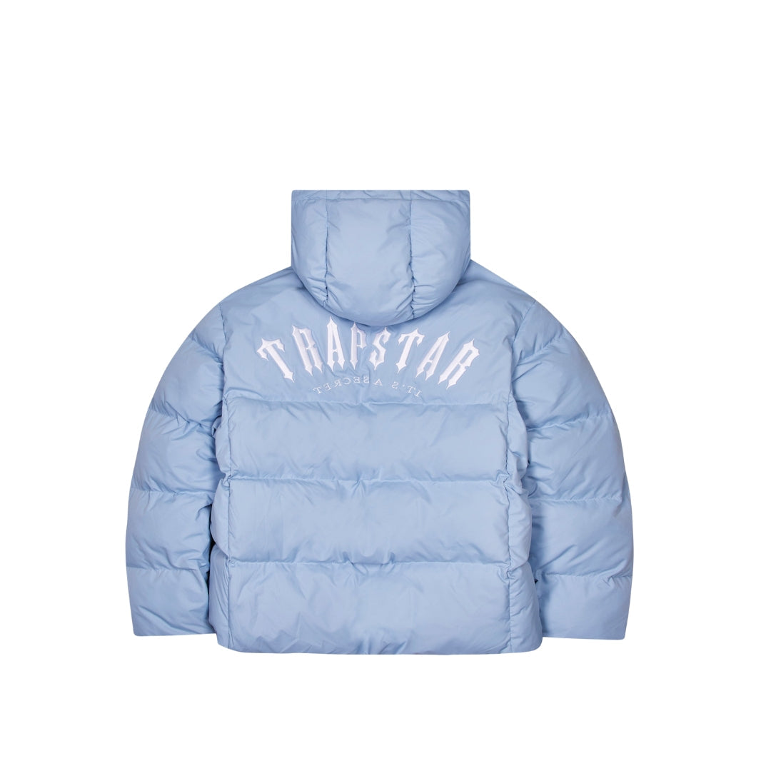 TRAPSTAR IRONGATE ARCH HOODED PUFFER JACKET - LIGHT BLUE