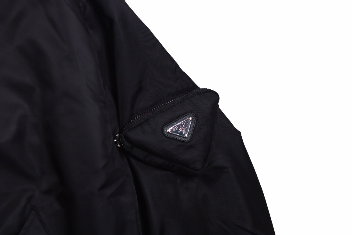 Sleek Prada Black Bomber Jacket for a Stylish Edge