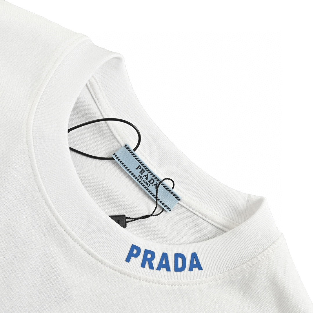 Chic Prada Milano Logo T-Shirt in Classic White