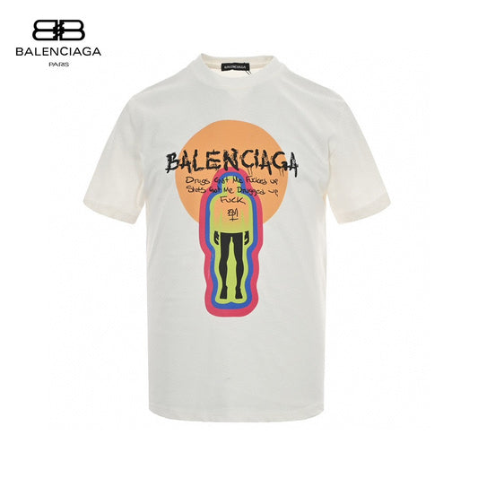 Balenciaga White T-Shirt with Graphic Design