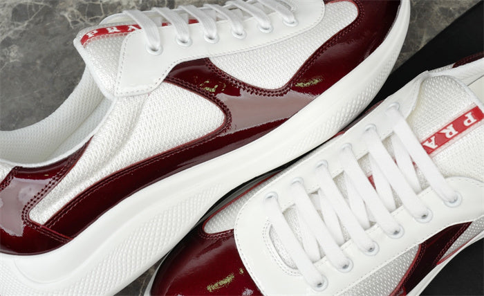 PRADA AMERICA'S CUP SNEAKERS IN BURGUNDY AND WHITE