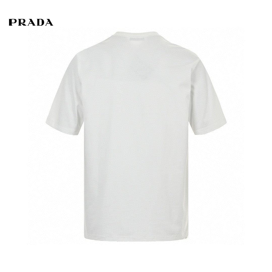 Stylish White Prada T-Shirt with Elegant Branding