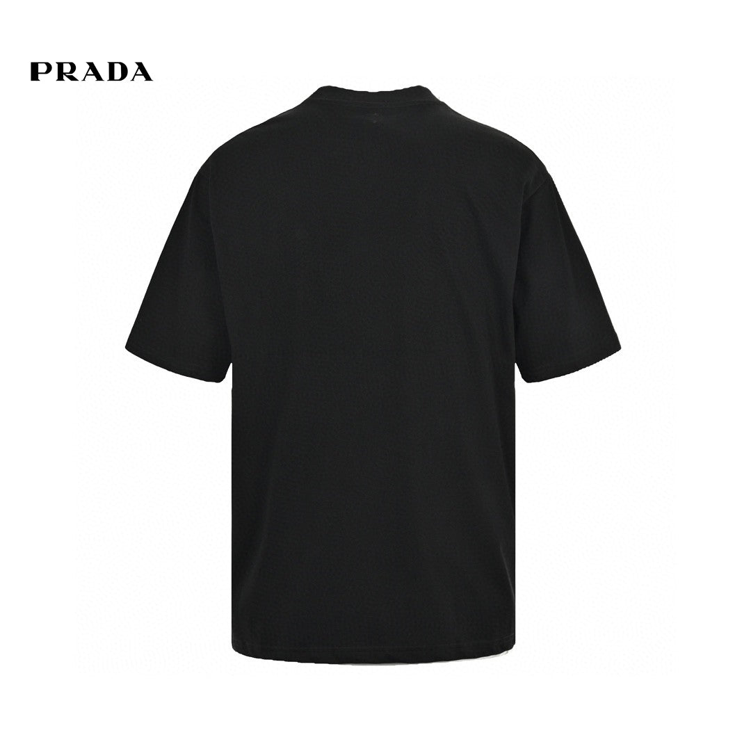 Prada Statement T-Shirt - Sleek Black with Striking Logo Design