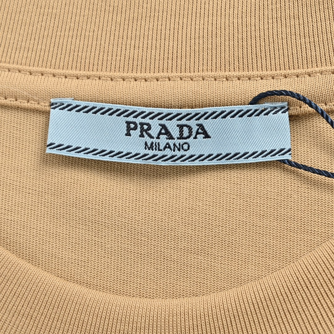 Chic Prada Milano Beige Logo Tee for Effortless Style