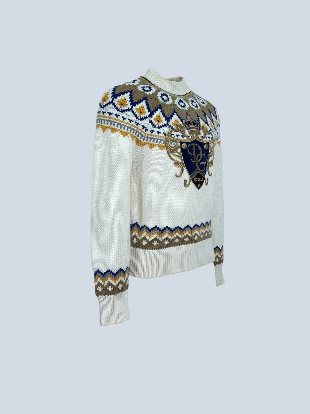 DOLCE & GABBANA || Cotton Wool Sweater With Velvet DG Patch Logo