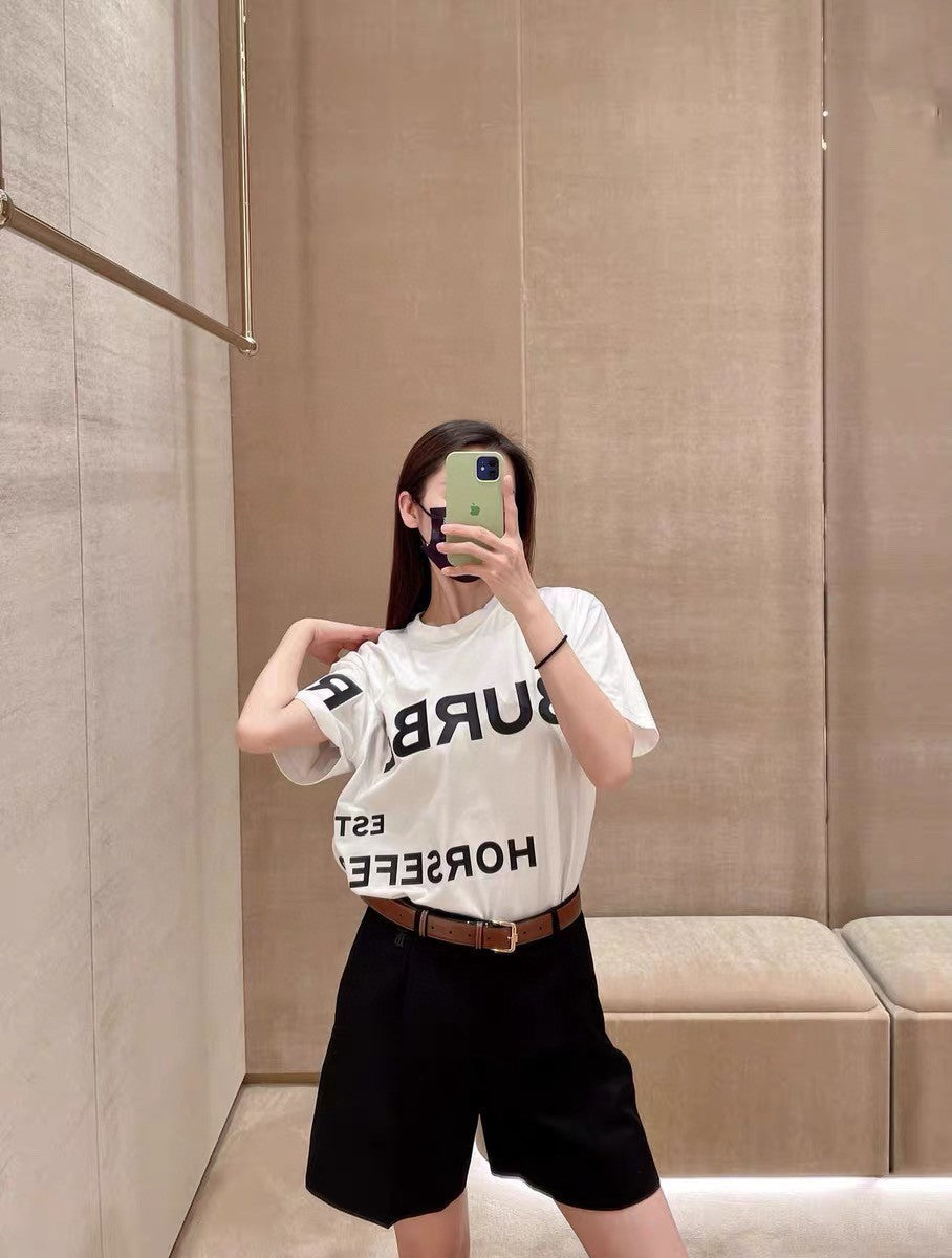 Burberry White T-Shirt with Graphic Text