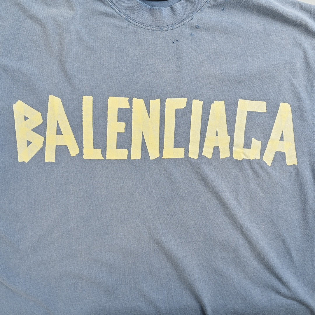 Balenciaga Vintage Logo T-Shirt (Blue)