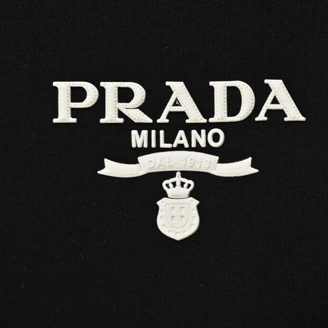 Stylish Prada Milano Logo Black Tee