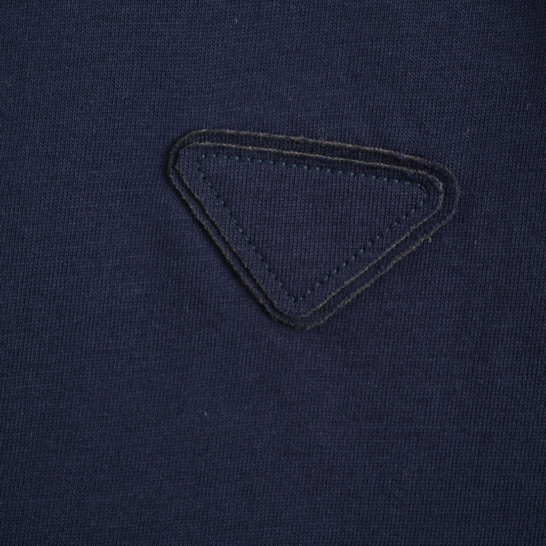 Stylish Navy T-Shirt with Chic Contrast Trim by Prada