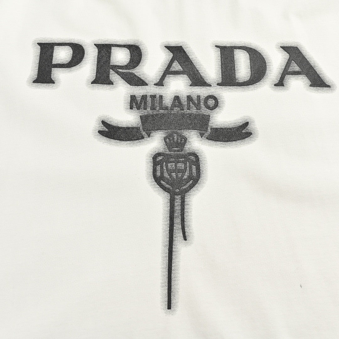 Chic Prada Milano White Logo Tee