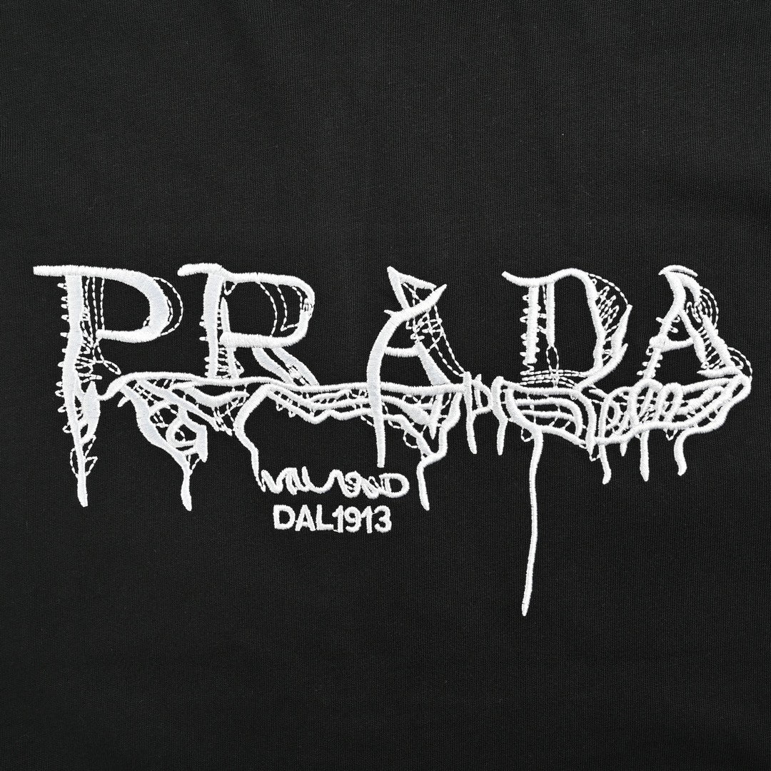 Chic Black Prada Graphic Logo T-Shirt