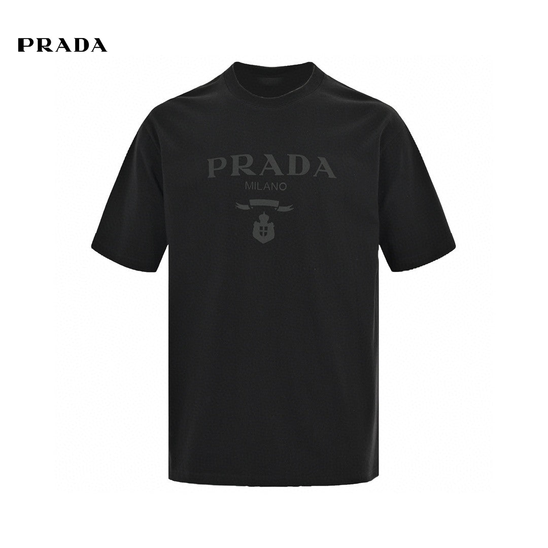 Chic Black Prada T-Shirt with Elegant Branding