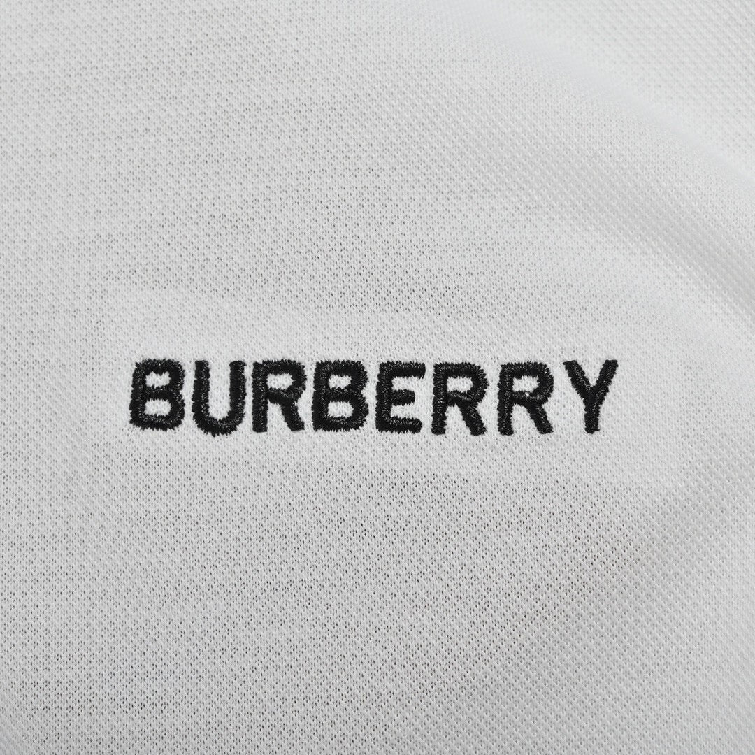 Burberry Striped Collar White Polo Shirt