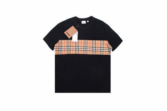 Burberry Check Panel T-Shirt (Black)