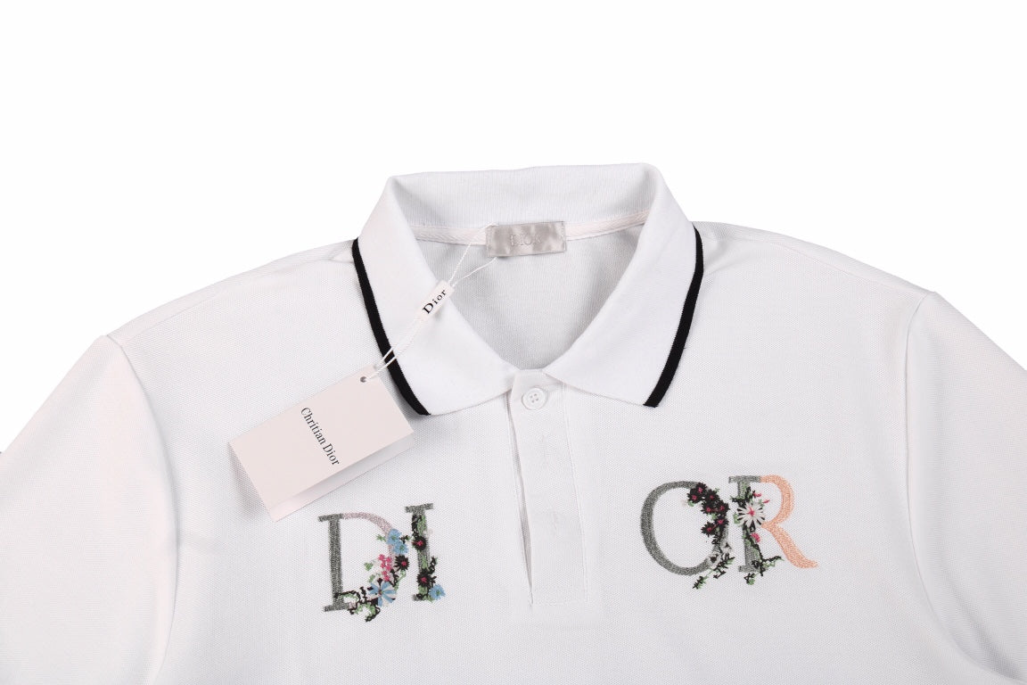 Dior Polo Shirt with Floral Logo Design