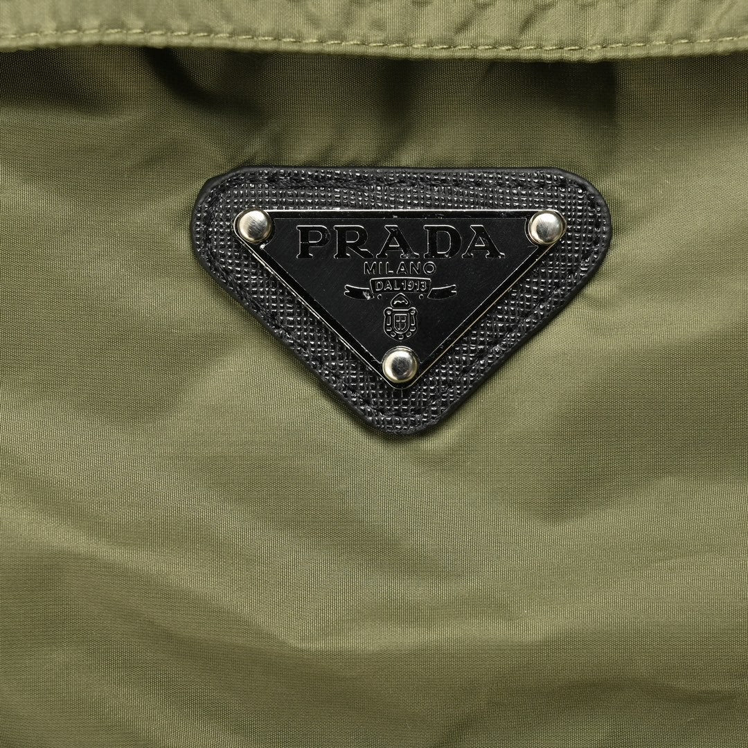 Chic Olive Green Short-Sleeve Jacket by Prada