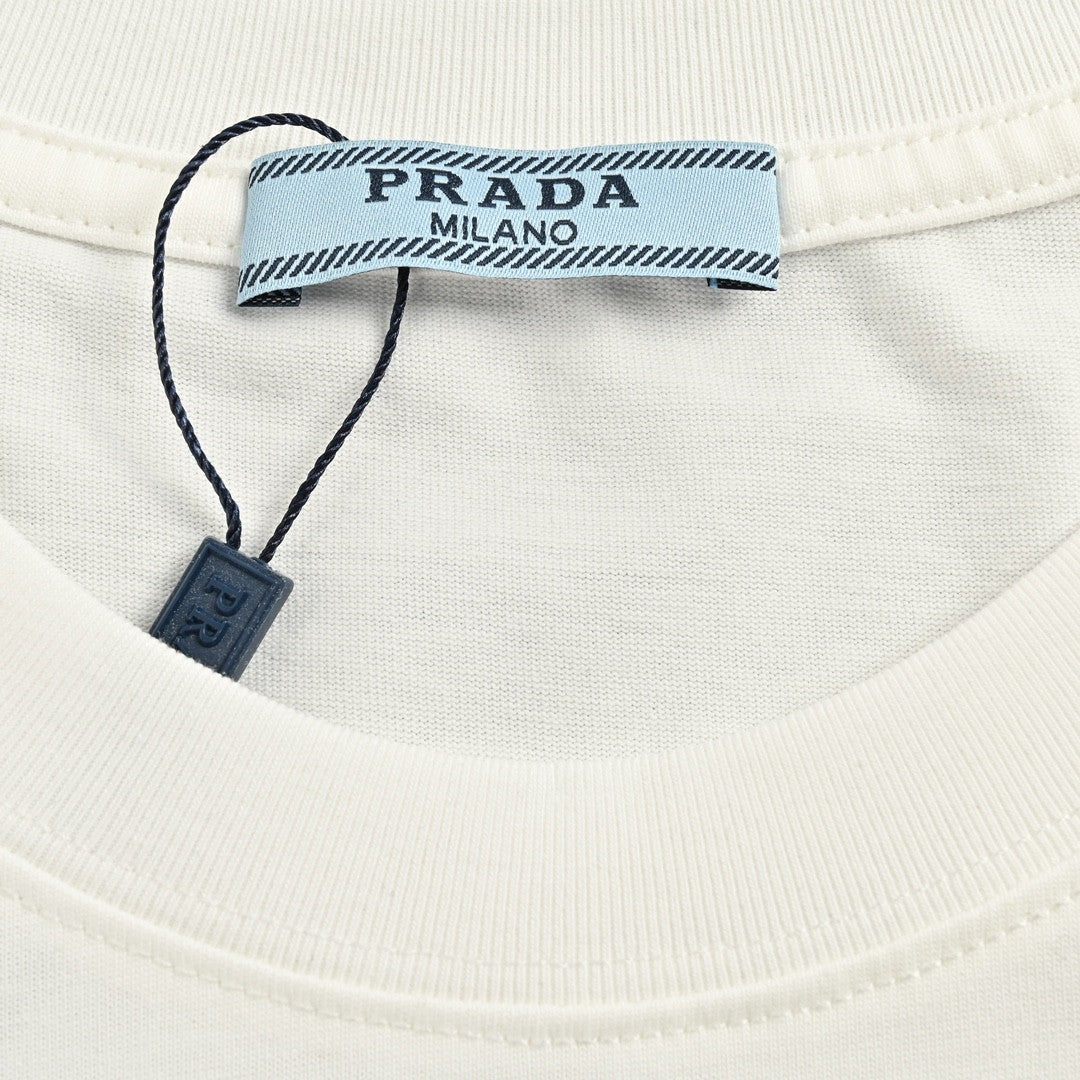 Chic Prada Milano White Logo Tee