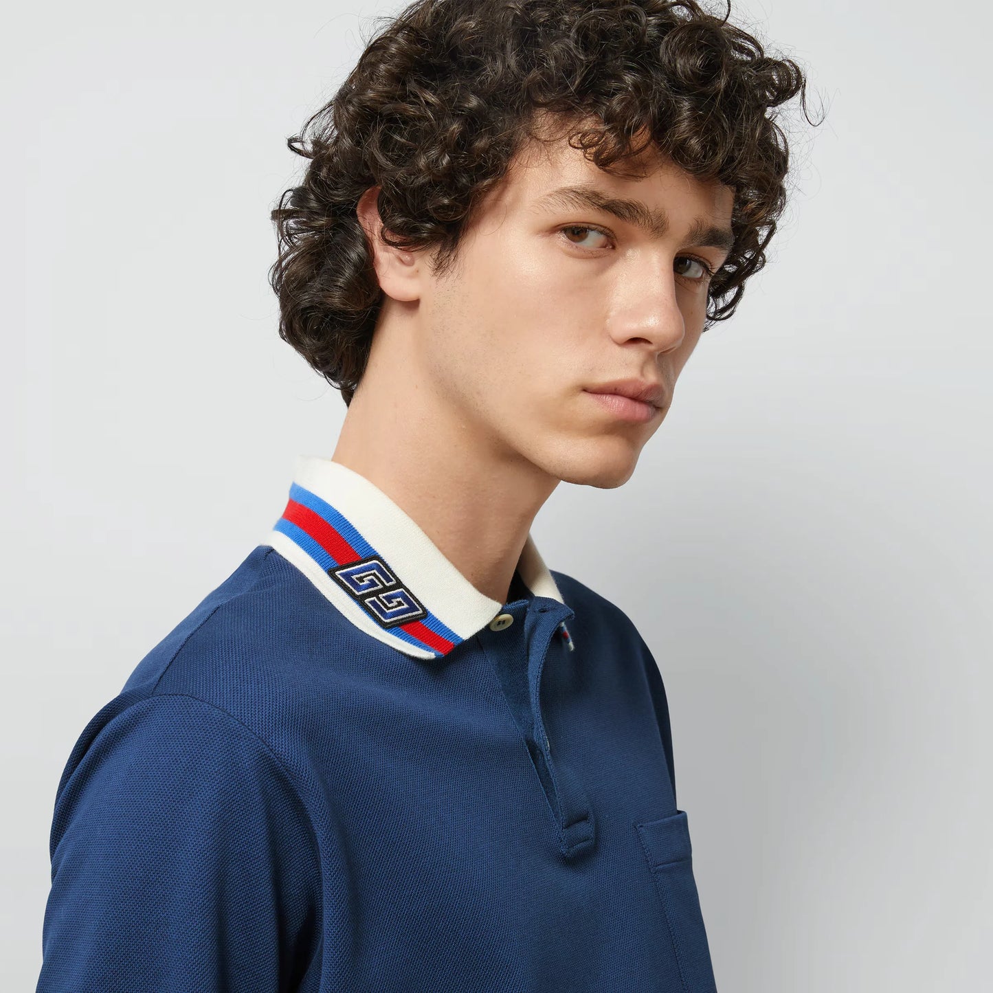 GUCCI || Cotton Piquet Polo T-Shirt With Square GG