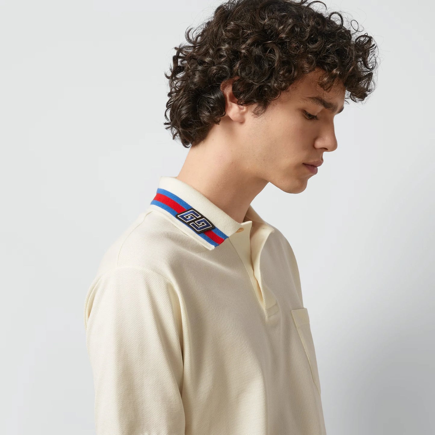 GUCCI || Cotton Piquet Polo T-Shirt With Square GG