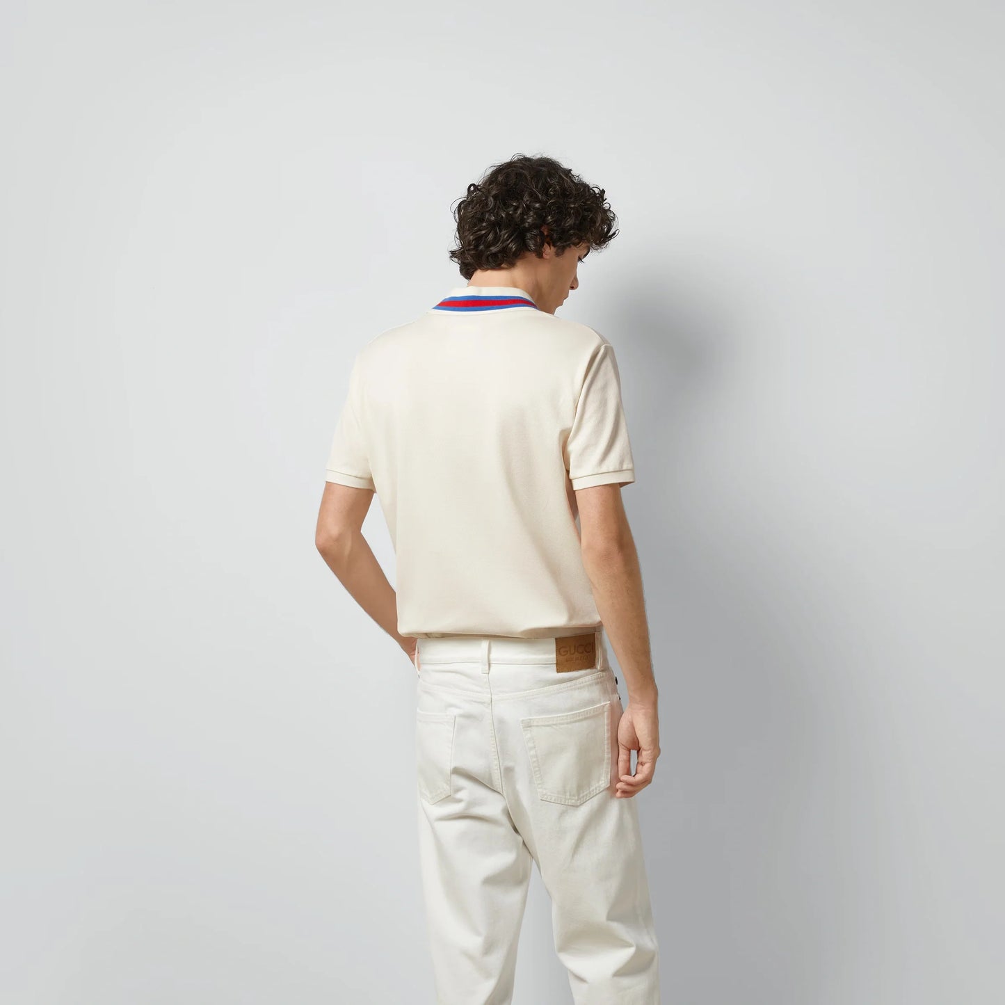 GUCCI || Cotton Piquet Polo T-Shirt With Square GG